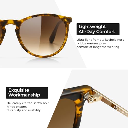 SUNGAIT Premium Vintage Round Sunglasses for Women Men Classic Retro Trendy Style