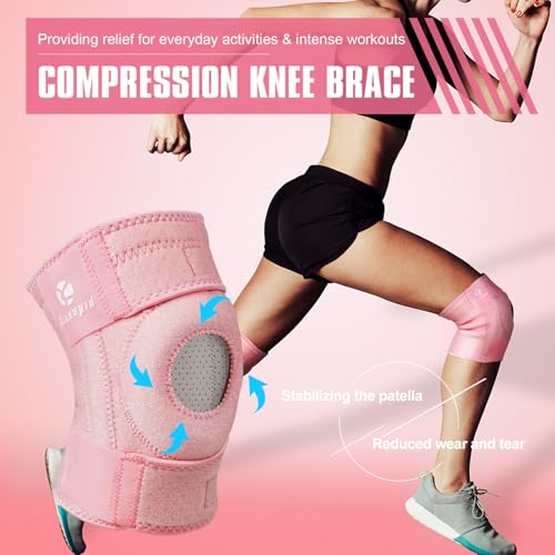 Kuangmi Knee Brace with Side Stabilizers & Patella Gel Pad,Adjustable Compression Knee Support with Arthritis Relief,Injur...