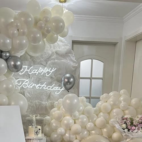 Voircoloria 105pcs Ivory Balloons 12inch Party Latex Balloons for Boys Girls Birthday Baby Shower Gender Reveal Wedding Su...