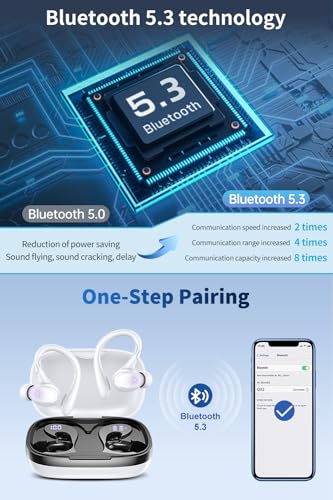 GJB Wireless Earbuds, 60H Playback Bluetooth 5.3 Headphones,Noise Cancelling Wireless Headphones with LED Battery Display,...