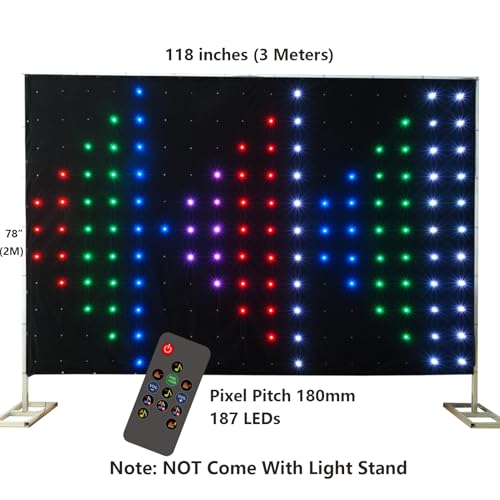 KHXED DJ Stage Light Pro 6.5x9.8ft LED Motion Drape Sound-Activated Rhythm Lights with Remote, 150+ Music Motion Effects f...