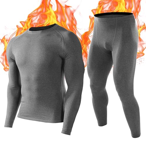 Roadbox Thermal Underwear for Men: Fleece Lined Long Johns Base Layer Ski Thermals Top and Bottom Set