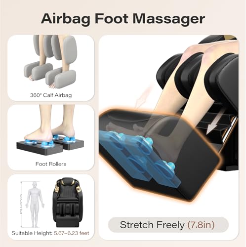 TLIFE Massage Chair Full Body, 160°Zero Gravity Recliner with Body Scan, 50" SL-Track Shiatsu Massage Chair, Fixed Point M...