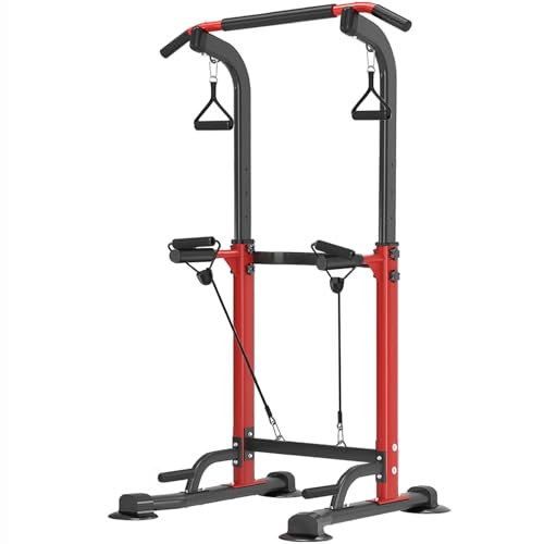 Trlakepreble Power Tower Pull Up Bar,Pull-Up Rack Dip Station,Height Adjustable Multi-functional Home Strength Training Gy...