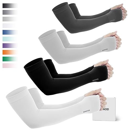 GOUNOD Sun Protection Cooling Arm Sleeves with Thumb Holes - Gardening Outdoors Sports Workouts Sunscreen Arm Sleeves