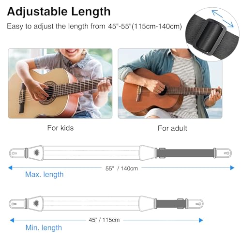 LEKATO Bass Guitar Straps for Electric Guitar & Bass 3" Wide Padded Straps Adjustable Length from 45" to 55" Bass Guitar S...