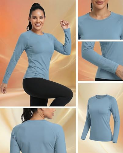 TELALEO 4 Pack Women's Long Sleeve Compression Shirt - High Performance Workout Baselayer for Athletic Sports