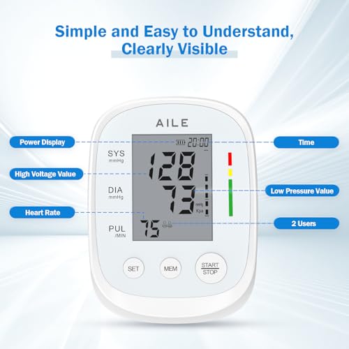 AILE Blood Pressure Monitor, Blood Pressure Machine Upper Arm Large Cuff(8.7"-16.5"), High Automatic Blood Pressure Monito...