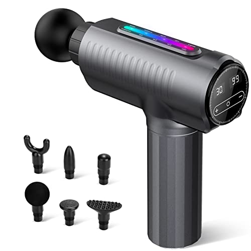 ZAKULU Massage Gun Deep Tissue - 30 Speeds Powerful Muscle Massage Gun with 6 Heads, 2600mAh Battery, Type-C Charging & LC...