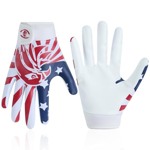 WATSAVPUP Youth Football Gloves, Children's Silicone Grips, Sports Receiver Gloves with Super Strong Capabilities, Enhanci...