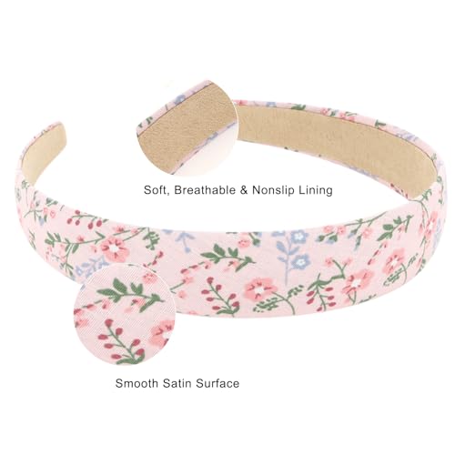 Wecoe 12pcs Headbands for Women Girls Summer Flower Floral Plain Checked Plaid Printed Headbands Hairbands Diy Costume Hai...