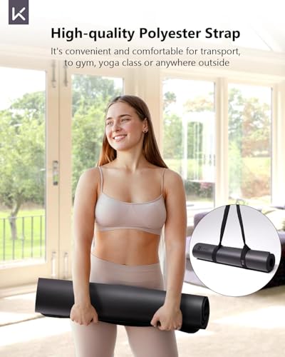 KEEP Rubber Yoga Mat - Professional Sweat Absorbent PU & Natural Rubber. Non Slip Workout Mats for Women & Men, 5mm Thick,...