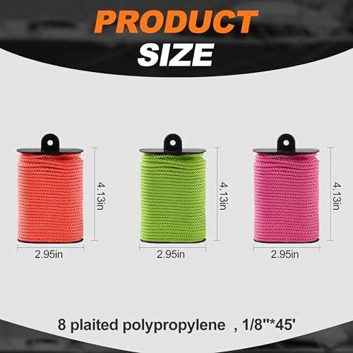 Tether Tite Utility Cord Diamond Braided 1/8" x45' Polypropylene Rope (30lbs) Heavy Duty General Purpose Rope for Marine,C...