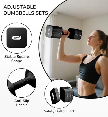 16LBS/20LBS Dumbbells Sets Adjustable Dumbbell Set Hand Weights for Women Men Free Weights Dumbbells Set Exercise Fitness ...