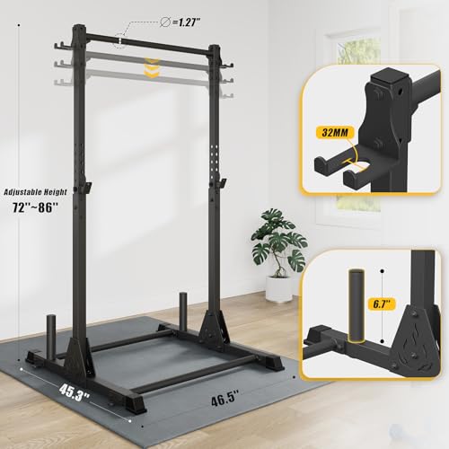 Jusgym Pull Up Station, Strength Training Workout Pull Up Bar Free Standing for Home Gym, Adjustable Heavy Duty Pullup Bar...