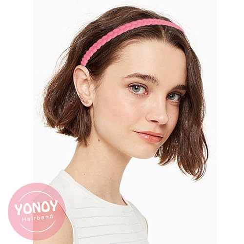 YONOY 10 PCS Braided Thin Headbands for Women, Colorful Fashion Effortless Plastic Headbands with Teeth No Slip for Women ...