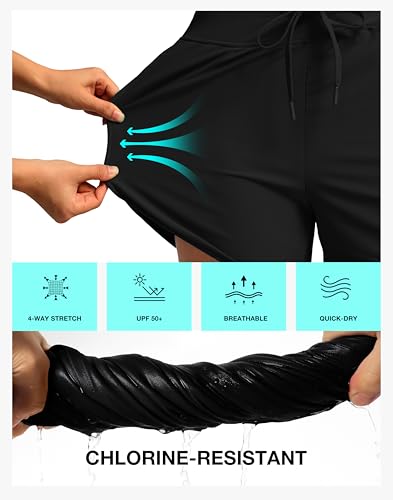 G Gradual Women's 4'' High Waisted Swim Board Shorts Quick Dry Swimming Bathing Suit Bottoms for Women with Pockets Liner