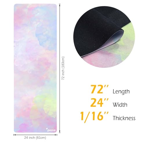 PIASO Travel Yoga Mat Non Slip, Pilates Fitness Mats, Eco Friendly 1.5mm Thick Yoga Mats for Women, Exercise Mats With Car...