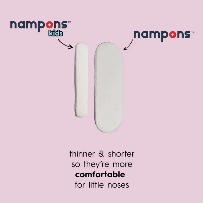 Nampons Kids Nosebleed Stoppers - 12 Easy to Use Nose Bleed Stopper Plugs Kit for Kids. Trusted by Pediatricians. Hypoallergenic Clotting Agent Stops Nosebleeds Fast On Contact. Safe and Pain-Free
