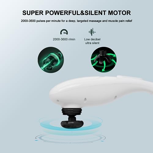 MEGAWISE Handheld Back Massager | Deep Tissue Percussion Relief for Back, Neck, Shoulders, Waist Legs, Full Body for Impro...