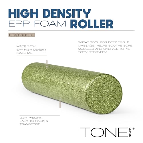 Tone Fitness High Density EPP Foam Exercise Foam Roller for Yoga, Pilates, Stretching, Massage, and Recovery | Multiple Si...