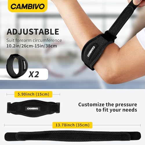 CAMBIVO 2 Pack Tennis Elbow Brace for Men & Women, Elbow Pain Relief for Tendonitis, Tennis & Golfer's Elbow, Adjustable E...