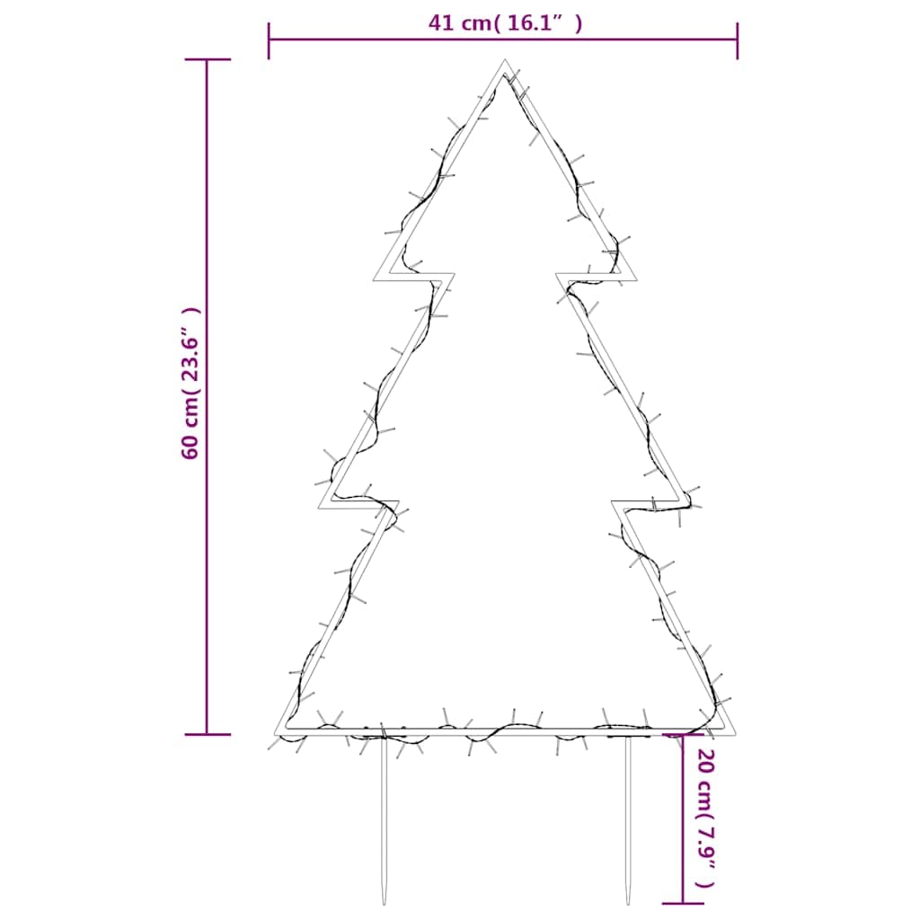vidaXL Christmas Light Decoration with Spikes, 80 LEDs, 23.6in Warm White, Black Iron, Model 357719