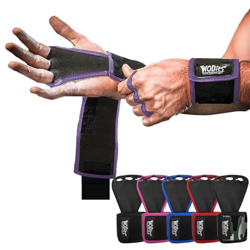 JerkFit WODies Gymnastics & Weightlifting Grips with Wrist Wraps – 3 Hole Versatile Gym Gloves for Pull Ups, Gym Training...