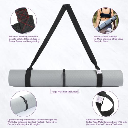 YOGAER Yoga Mat Carrier Strap, Adjustable Thick Straps Sling for Carrying Large Mats, Stretching Band