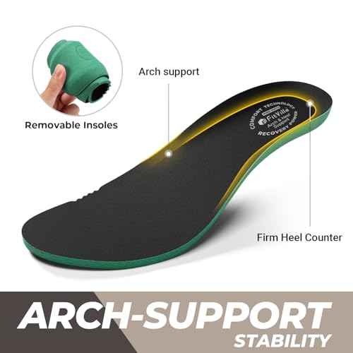 FitVille Wide Waterproof Shoes for Men Non Slip Outdoor Walking Shoes with Arch Support for Heel Pain Relief, Soft Toe Lo...