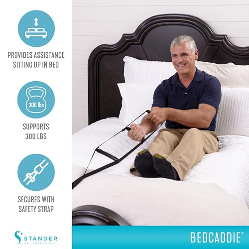 Stander BedCaddie, Pull-Up Assist Bed-Ladder with Non-Slip Handles for Adults, Seniors, and Elderly, Adjustable Length Be...