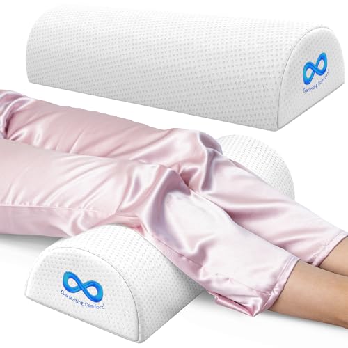 Everlasting Comfort Under Knee Pillow for Back Sleeping - Memory Foam Half Moon Leg Bolster Pillow for Back Pain, Thoracic...