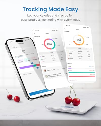 RENPHO Food Scale with Nutritional Calculator, Digital Kitchen Scale for Weight Loss, Smart Food Weight Scale with App for...