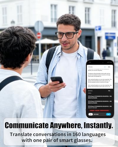 Smart Glasses with Camera & Video 1080P HD, 2K Photo POV AI Camera Glasses, Wearable Video Recording Glasses, Hands-Free F...