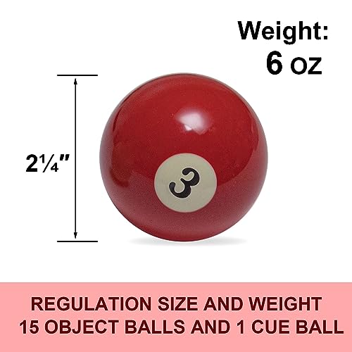 YDDS Billiard Balls Set 2-1/4" Regulation Size Pool Table Balls for Replacement (16 Resin Balls)