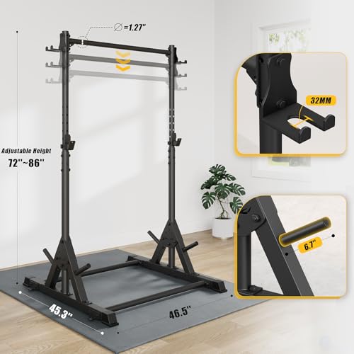 Jusgym Pull Up Station, Strength Training Workout Pull Up Bar Free Standing for Home Gym, Adjustable Heavy Duty Pullup Bar...