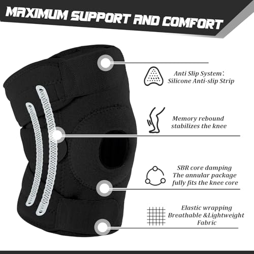 Foilswirl 1 Pcs Kids Knee Brace with Side Stabilizers Patella Gel Pads Adjustable Straps Youth Child Knee Brace Support fo...