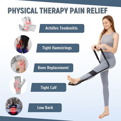 PressLoo Hamstring Stretcher for Knee Extension & Pain Relief, Adjustable Low Back, Calf, Leg & Hip Stretching Device for ...