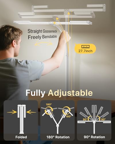 ONEMIX 42" LED Desk Lamp with Clamp, Architect Desk Light with Remote, Adjustable 4-Segment Bar, 1800LM Bright, Eye-Caring...