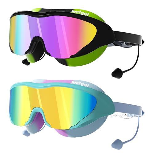 LEEIGGT Swim Goggles, Swimming Goggles of Professional Anti Fog No Leaking UV Protection Wide View for Women Men Youth Kids