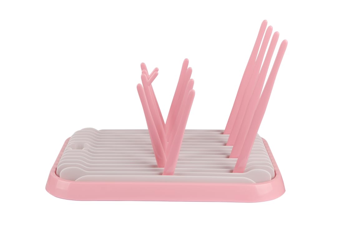 Altibrant Baby Bottles Drying Rack, Folding Drainer for Feeding Bottles Accessories Dryer Holder(Pink)