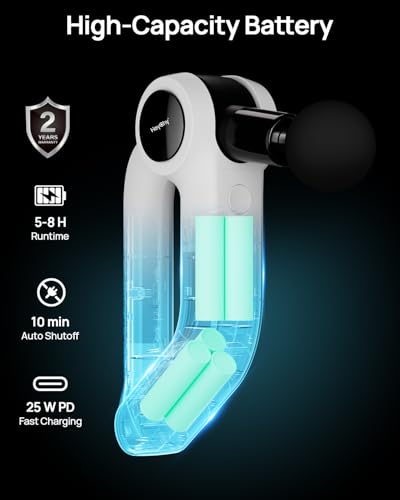 HEYCHY Massage Gun Deep Tissue with Heat Therapy, 12mm Amplitude Muscle Massager for Athletes, 5 Speeds & 4 Modes Massager...