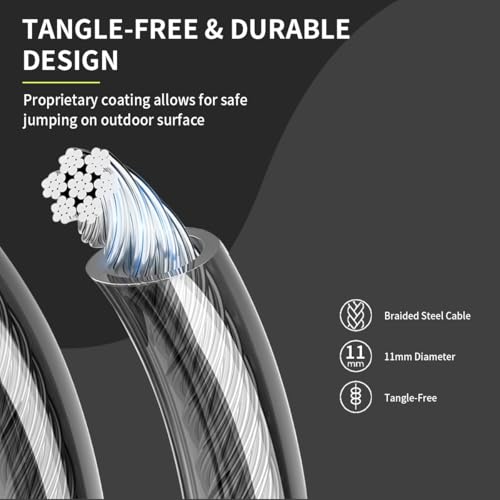 Weighted Jump Rope 1LB for Men & Women - Heavy Duty 11mm Steel Cable, Metal Handles with Smooth Spin, Comfortable Grips & ...