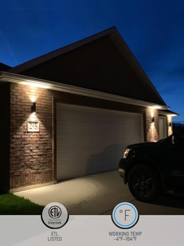 LEONLITE Modern Outdoor Cylinder Wall Lights 12", Porch Light in 2 Lights, Up Down Lights, Matte Black Waterproof Wall Sco...