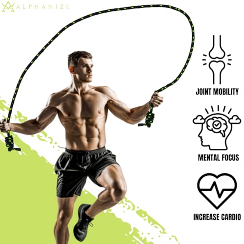 ALPHANIZE Flow Rope Exercise Jump Ropes for Home Gym Cardio - Jump Rope for Fitness for Men & Women - Boxing & MMA Full Bo...