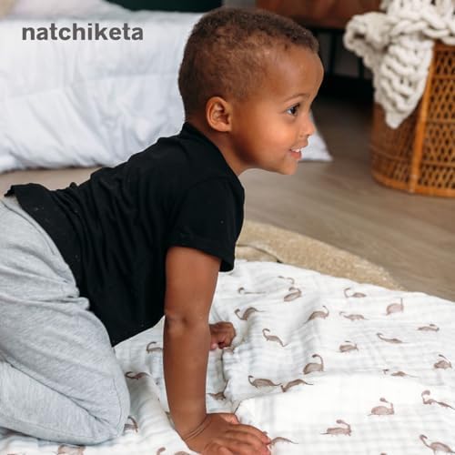 Organic Cotton Muslin Baby Blanket for Boys & Girls - Luxurious Soft Toddler Quilt for Swaddling - Gender Neutral Blanket - Baby and Toddler Gift - Dinosaur