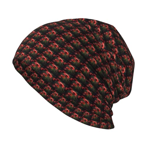 Red Poppy Flower Print Winter Beanie Hat Men Women Soft Lightweight Thermal Cap for Outdoor Skiing Wear