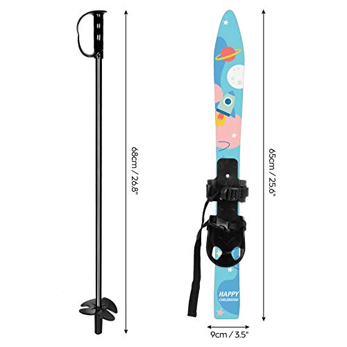 Odoland Kid's Beginner Snow Skis and Poles with Bindings, Low-Resistant Ski Boards for Age 4 and Under, Lightweight Sturdy...