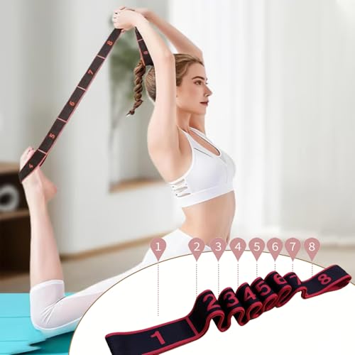 Fitness Resistance Band for Stretching and Yoga, Number Stretch Resistance Band with Clear Markings, 8-Section Elastic Tra...
