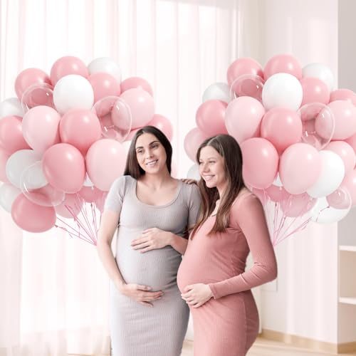 60pcs Light Pink Balloons with Clear Pastel Pink and White Balloons for Wedding Bridal Baby Shower Shower Birthday Party D...